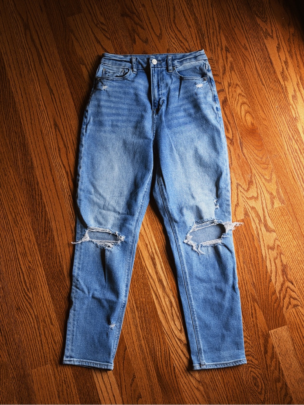 American Eagle Outfitters Light Blue Distressed Boyfriend Jeans | Size 2